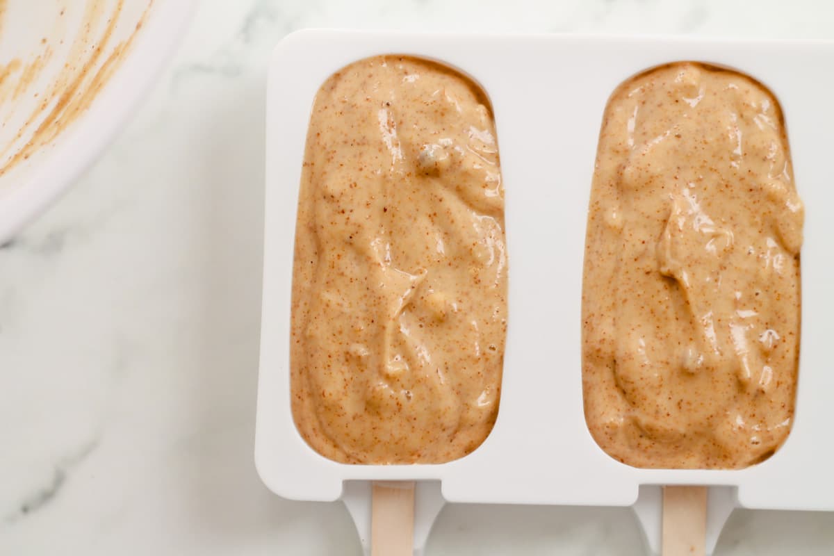 Ingredients in a popsicle mold.