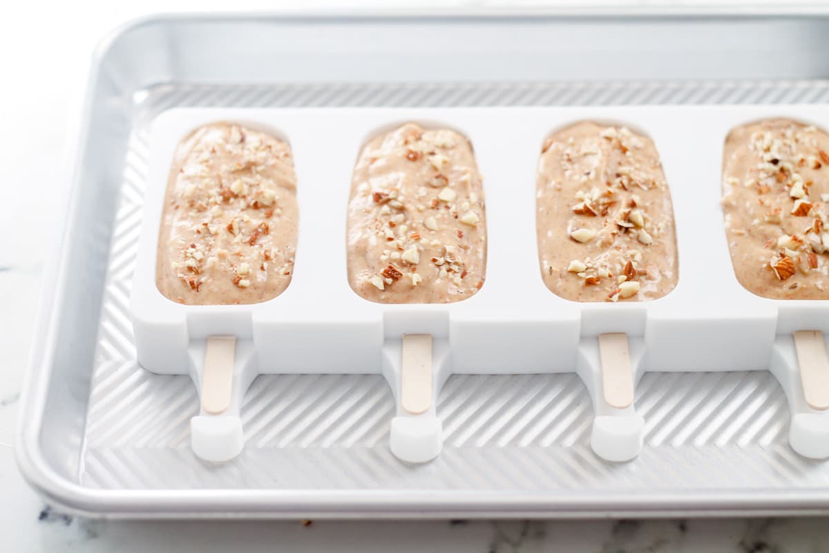 Ingredients in a popsicle mold.