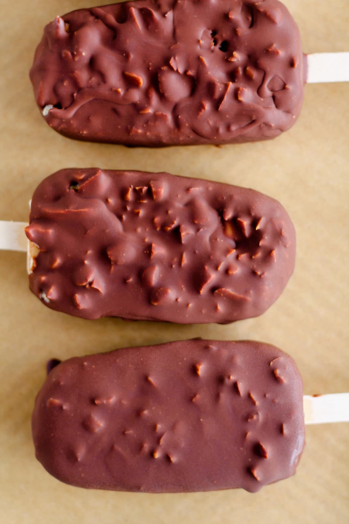 A tray of frozen Greek yogurt bars.