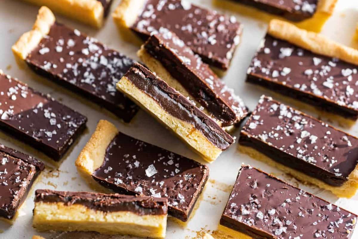 A plate of Almond Flour Twix Bars.