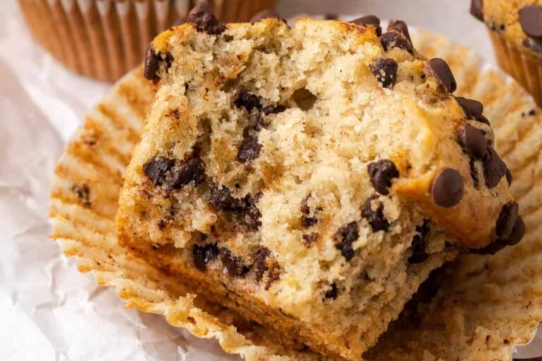 A plate of Gluten Free Chocolate Chip Muffins.