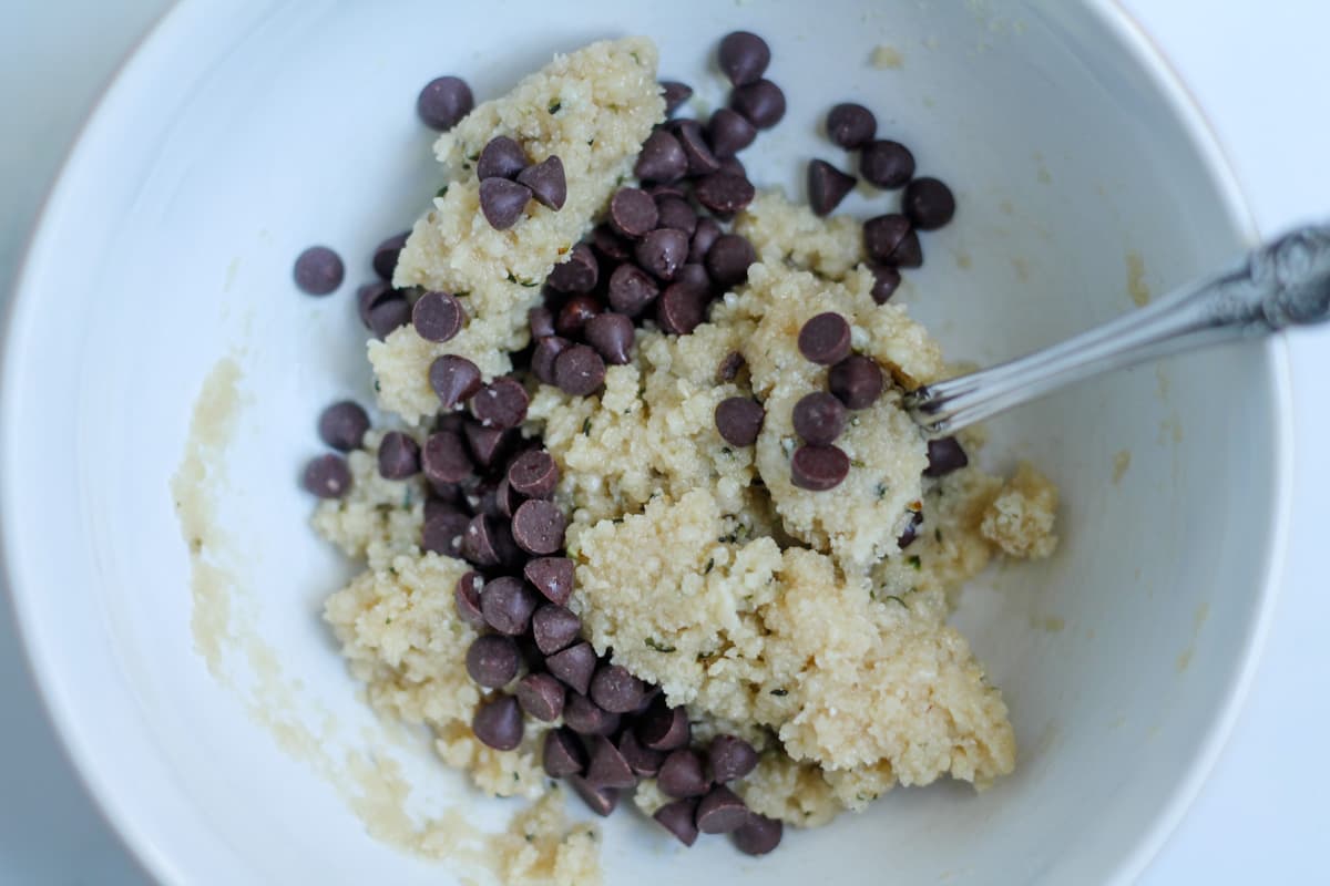 Ingredients being mixed in a bowl.