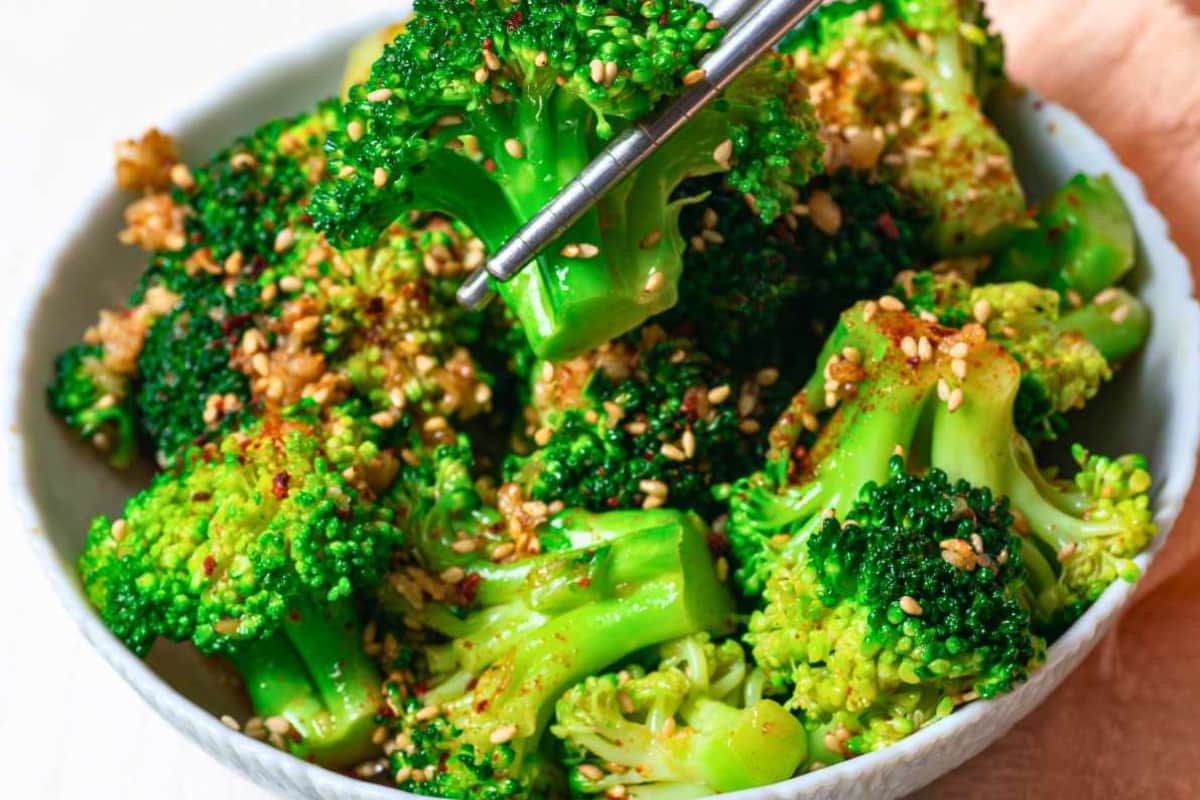 A bowl of Korean Broccoli Side Dish.