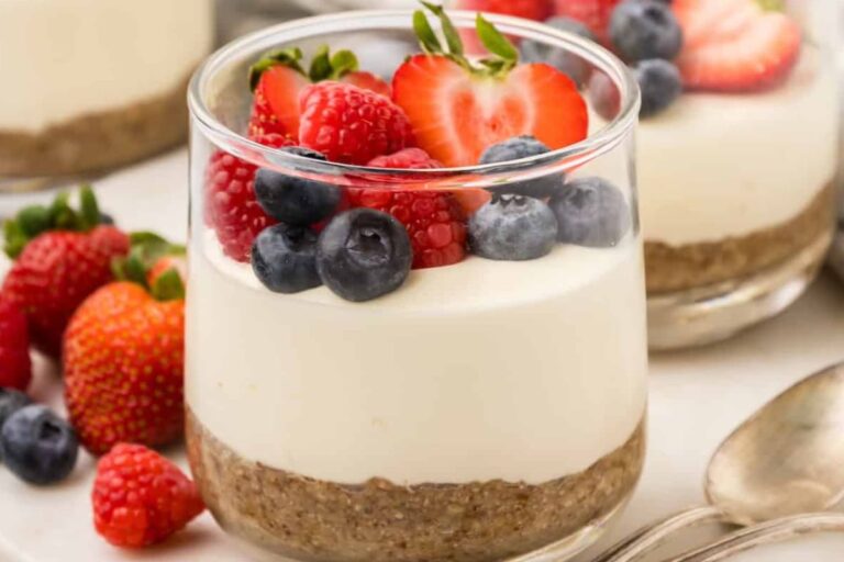 A dish of No-Bake Cheesecake Cups.