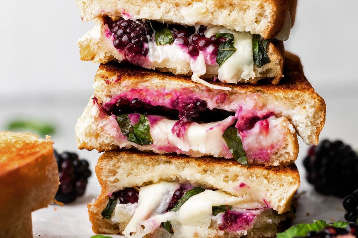 A plate of Blackberry Grilled Cheese.