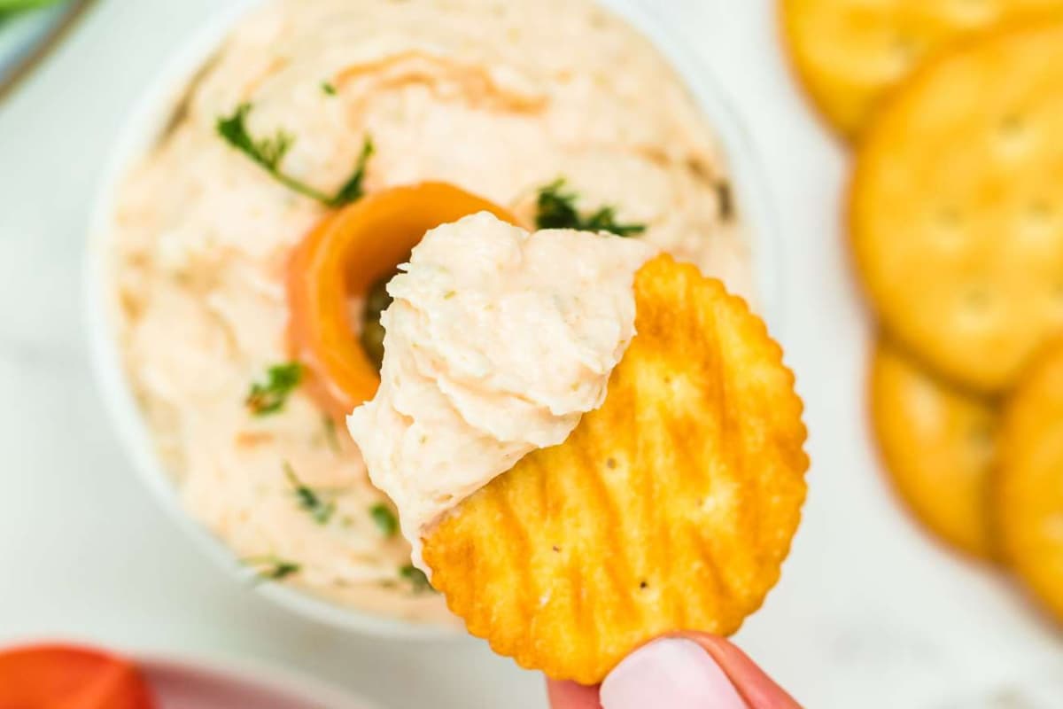 A dish of Smoked Salmon Dip.