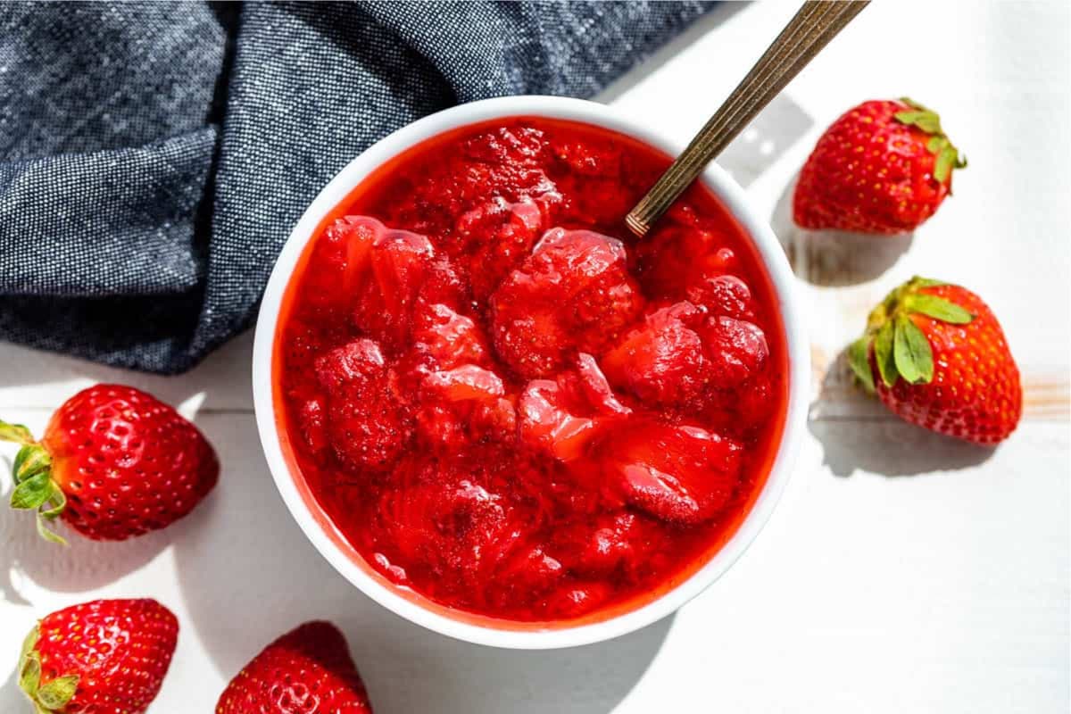 A dish of Strawberry Compote.