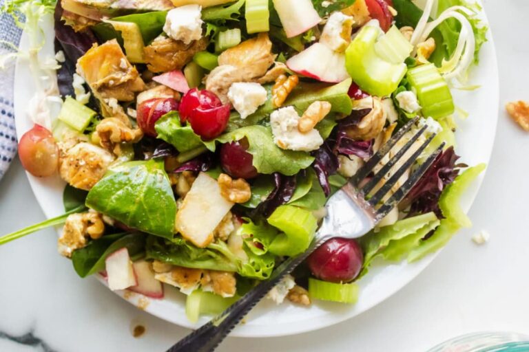 A plate of waldorf salad copycat.