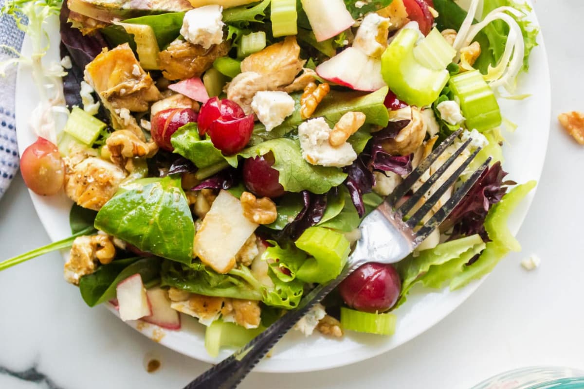 A bowl of Waldorf Salad.
