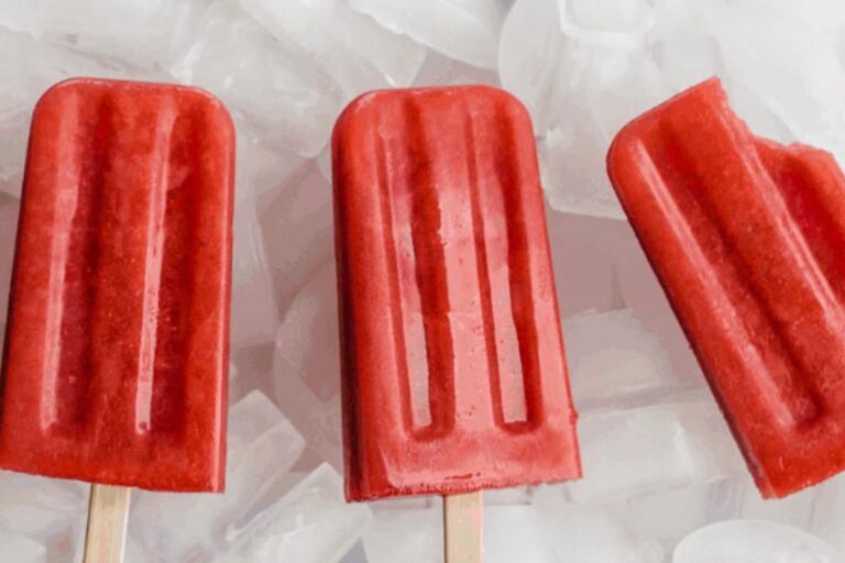 A tray of Watermelon Strawberry Popsicles.