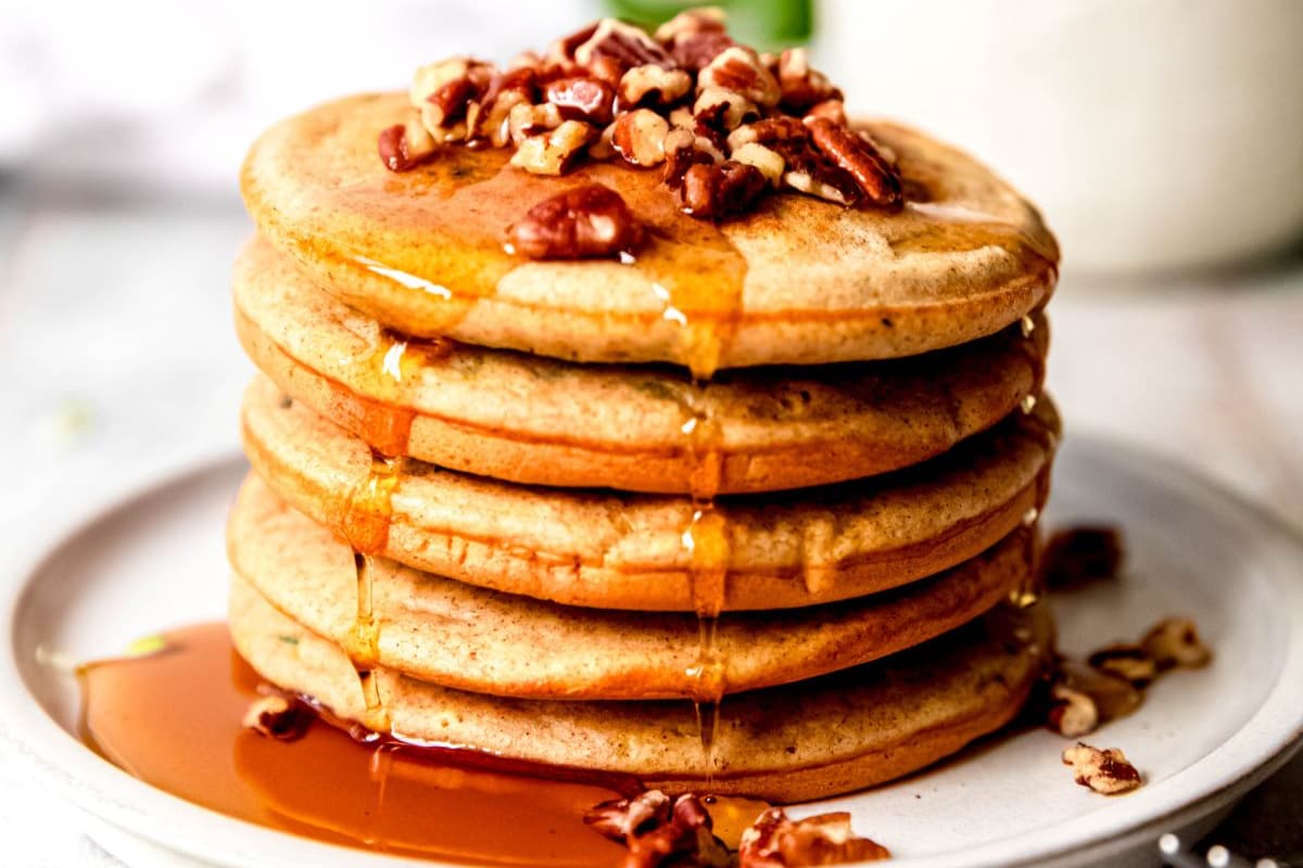 A plate of Zucchini Protein Pancakes.