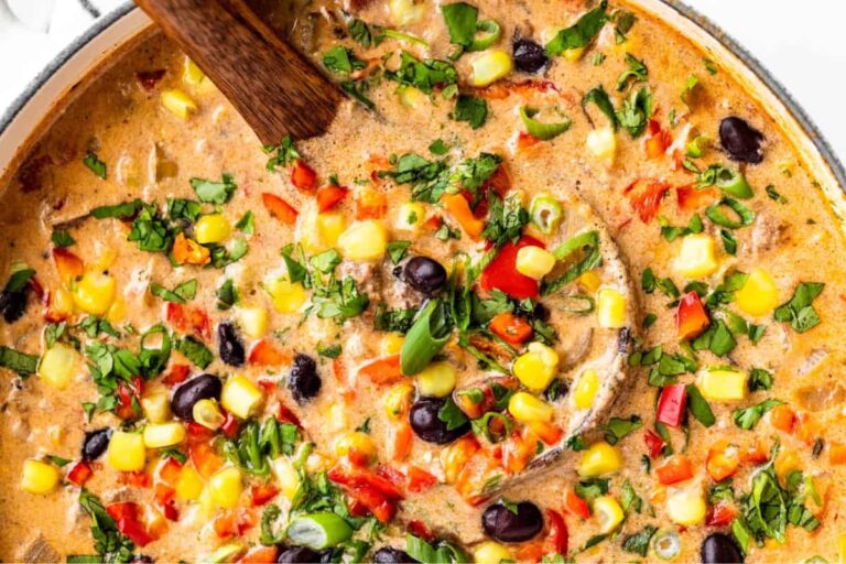 A bowl of Creamy Taco Soup.