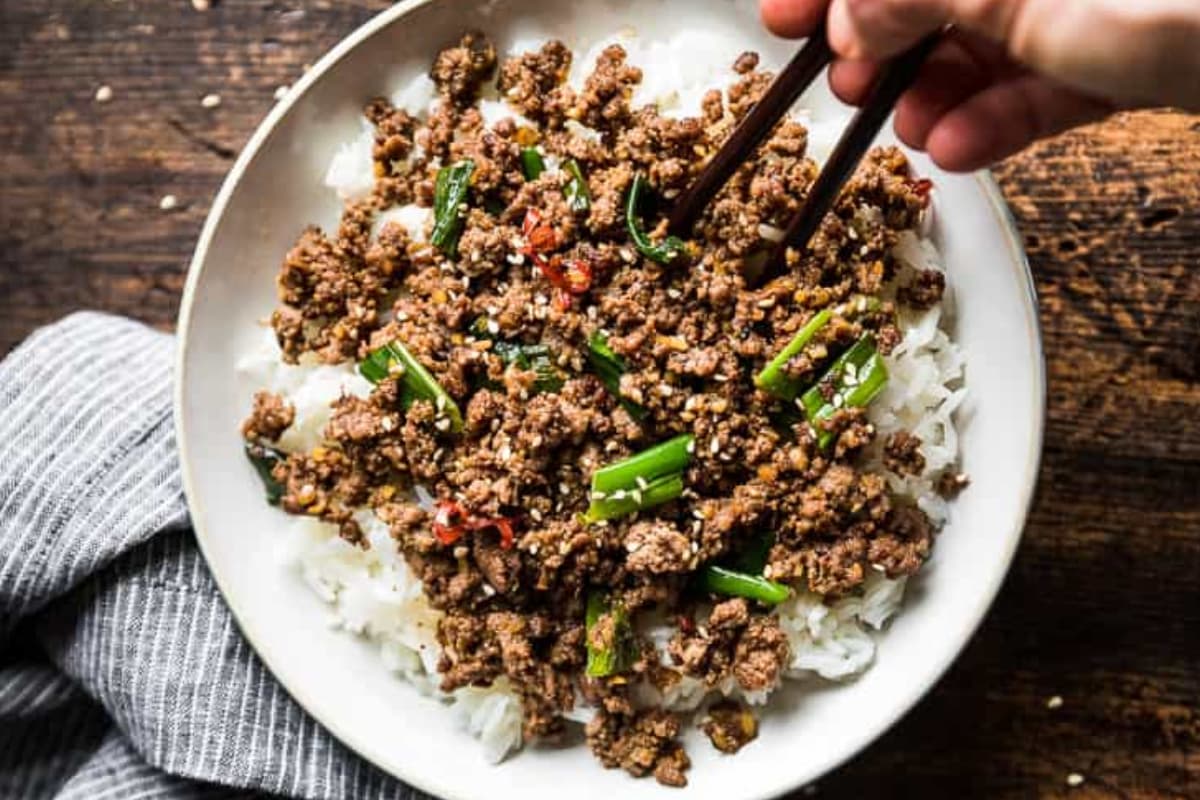 A bowl of Easy Paleo Mongolian Beef.