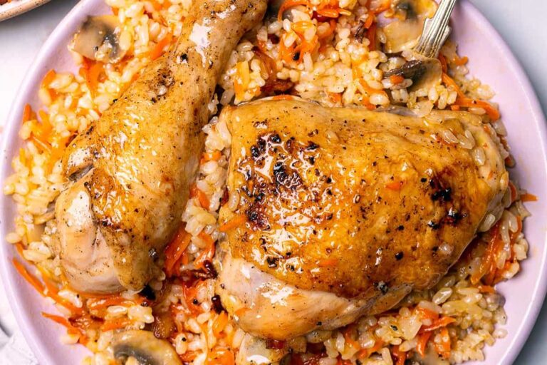A plate of One-Pot Chicken and Rice.