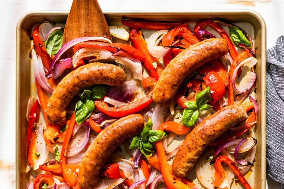 A pan of Sausage and Peppers.
