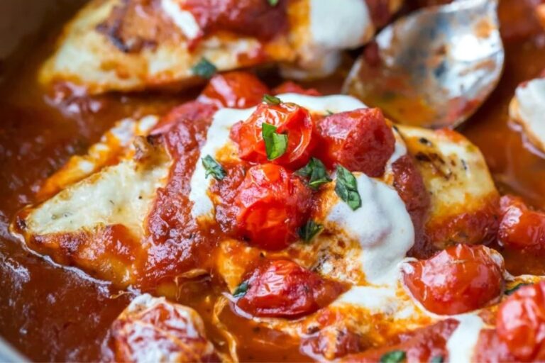 A dish of Skillet Chicken Parmesan.