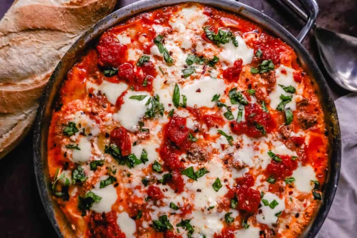 Overhead image of Skillet Lasagna.