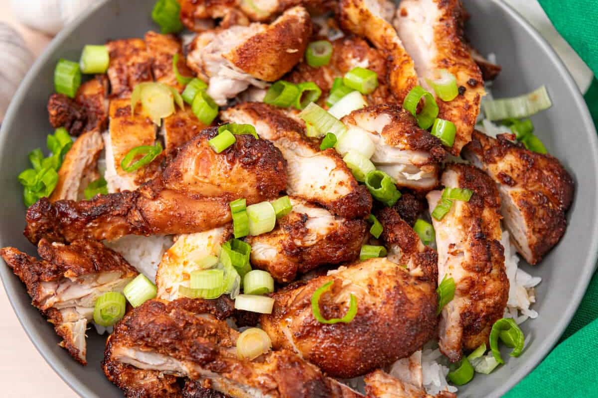 A plate of Hot Honey Garlic Chicken.