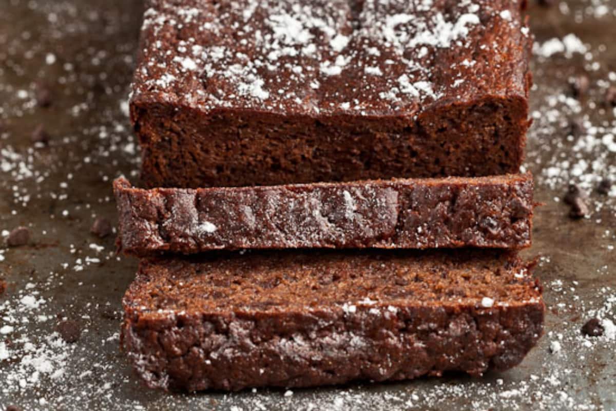 A plate of Double Chocolate Banana Bread.