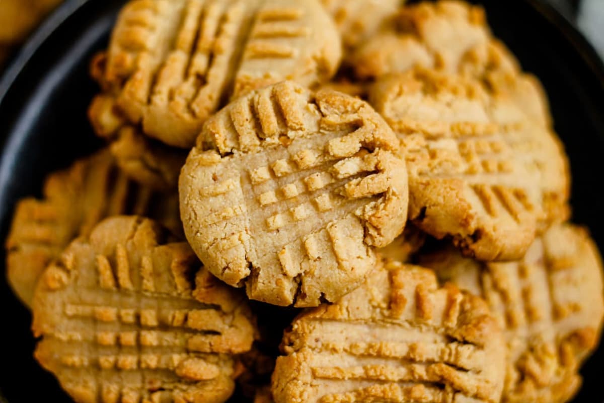 A plate of Almond Flour Peanut Butter Cookies.