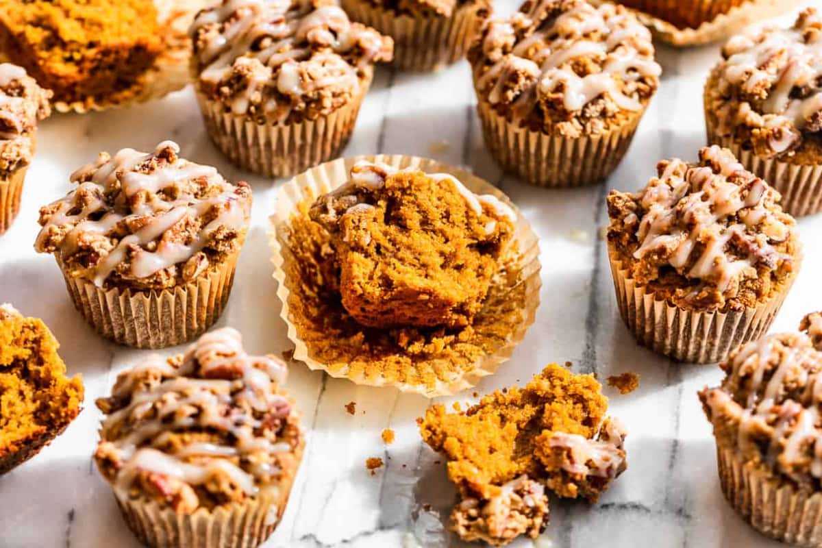 A tray of Almond Flour Pumpkin Muffins.