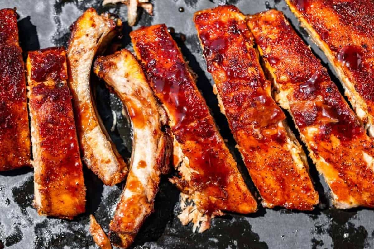 A plate of Oven Baked Pork Ribs.