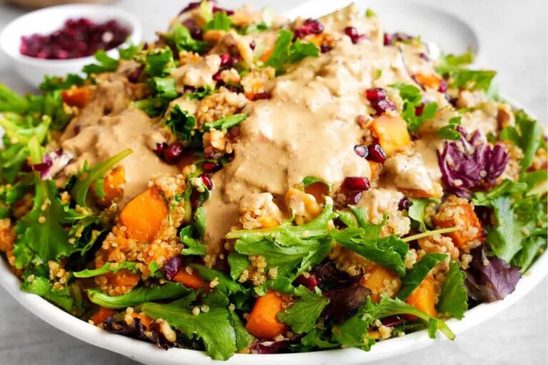 A plate of Roasted Butternut Squash Quinoa Salad.