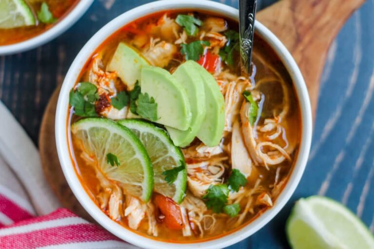 A bowl of Chipotle Chicken Soup.