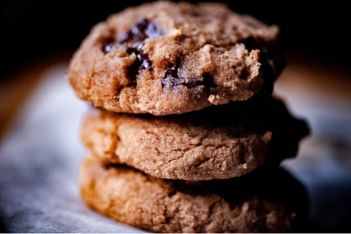 A plate of Coconut Flour Banana Chocolate Chip Cookies.