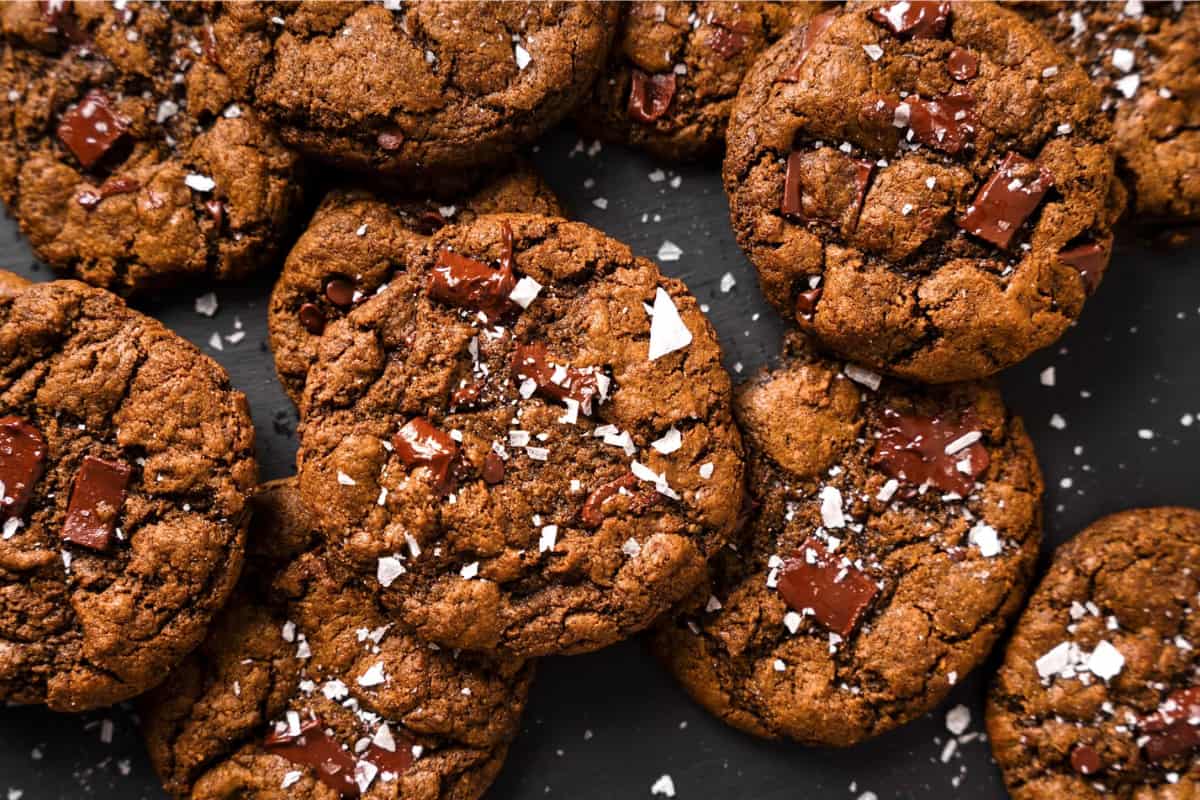A plate of Double Chocolate Sunbutter Cookies.