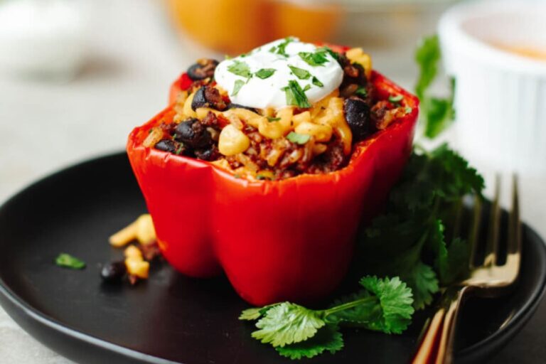 A plate of Taco Stuffed Peppers.