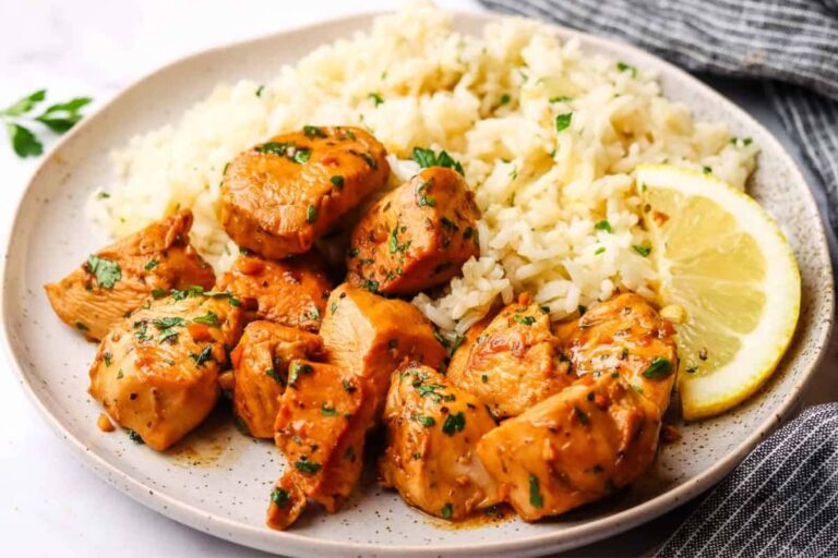 A plate of Greek Chicken Bites.