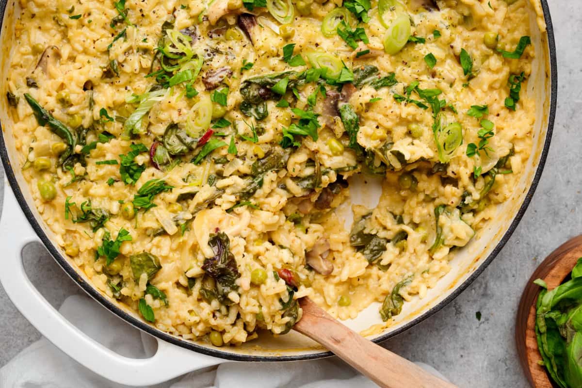 A dish of Mushroom And Herb Risotto.