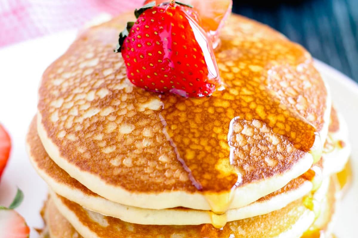 A plate of quinoa flour pancakes.