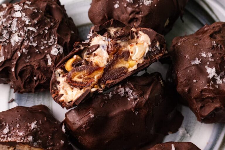 A plate of Snickers Frozen Yogurt Clusters.