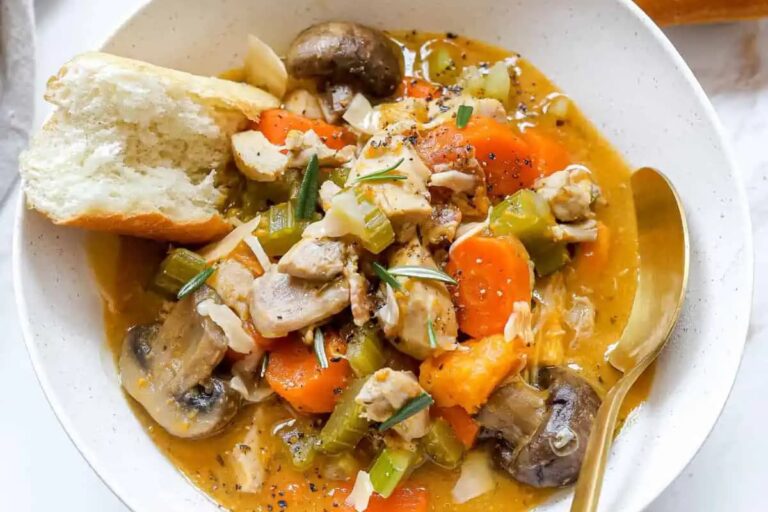 A bowl of Instant Pot Chicken Stew.