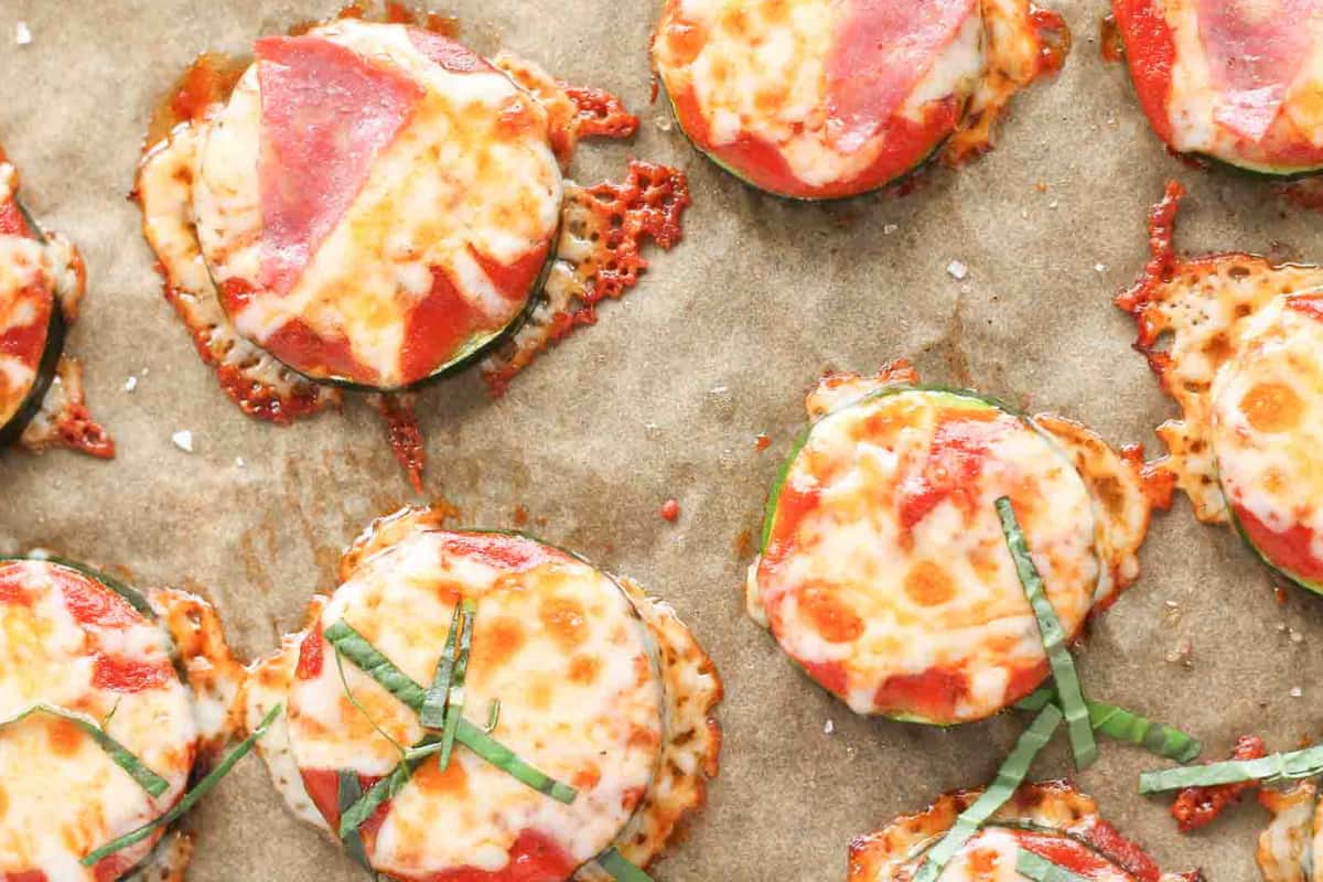 A tray of Zucchini Pizza Bites.