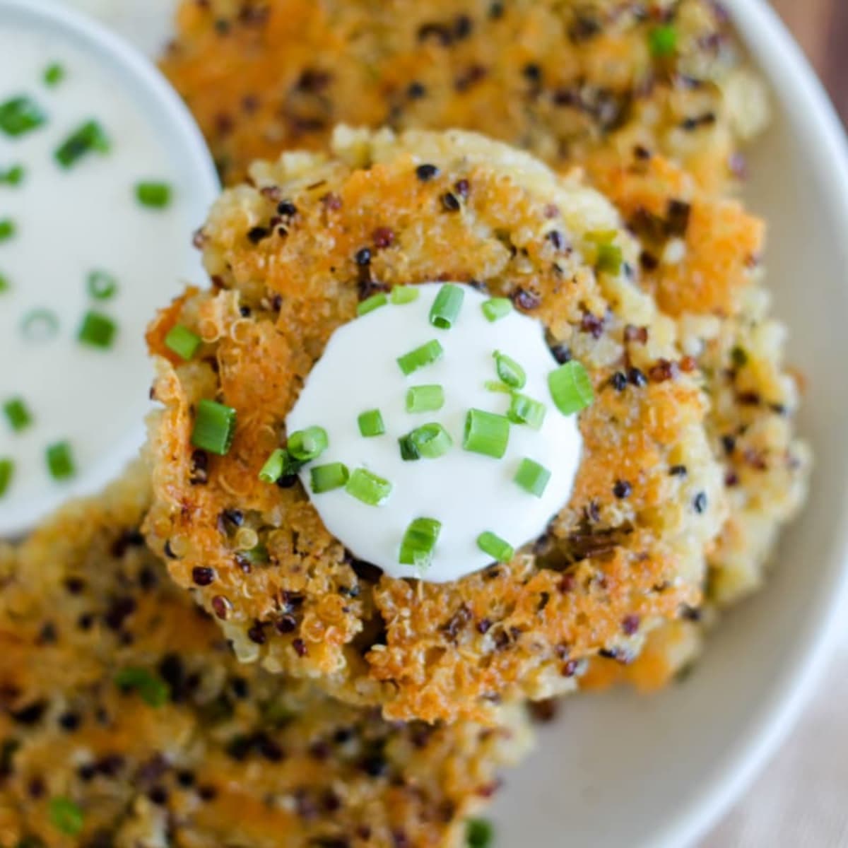 A plate of quinoa fritters.