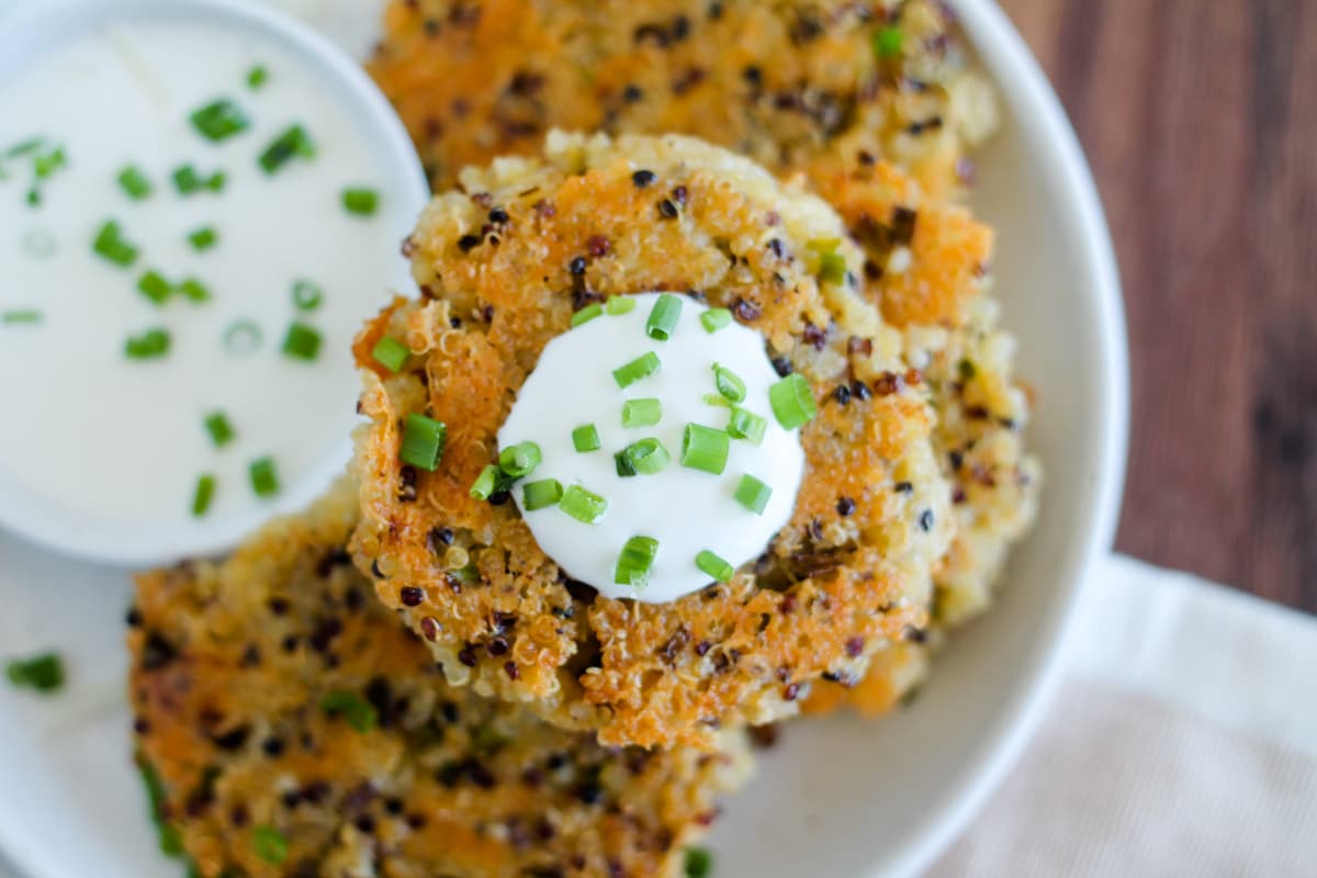 A plate of quinoa fritters.