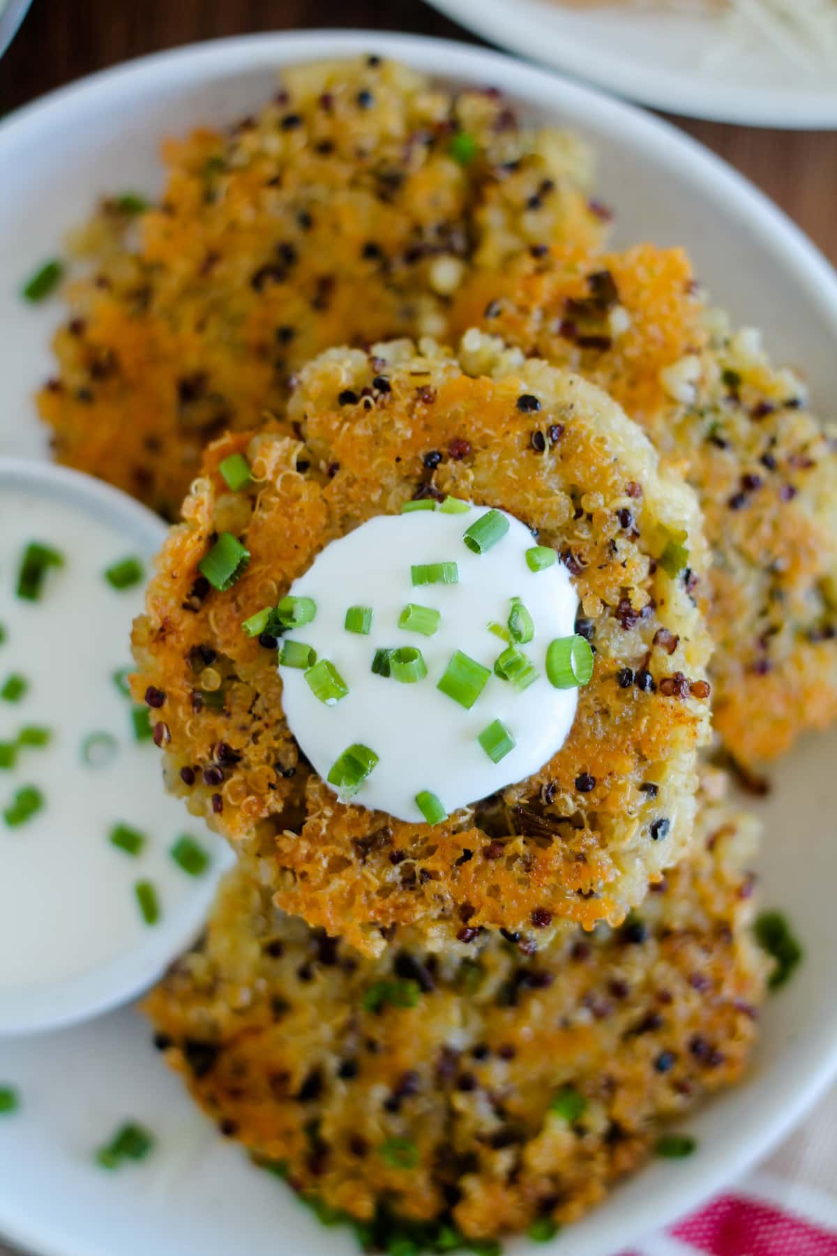 A plate of quinoa fritters.