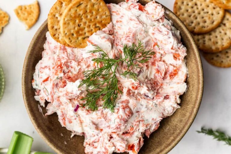 A bowl of Smoked Salmon and Dill Dip.