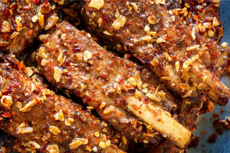 A plate of spicy pork ribs.