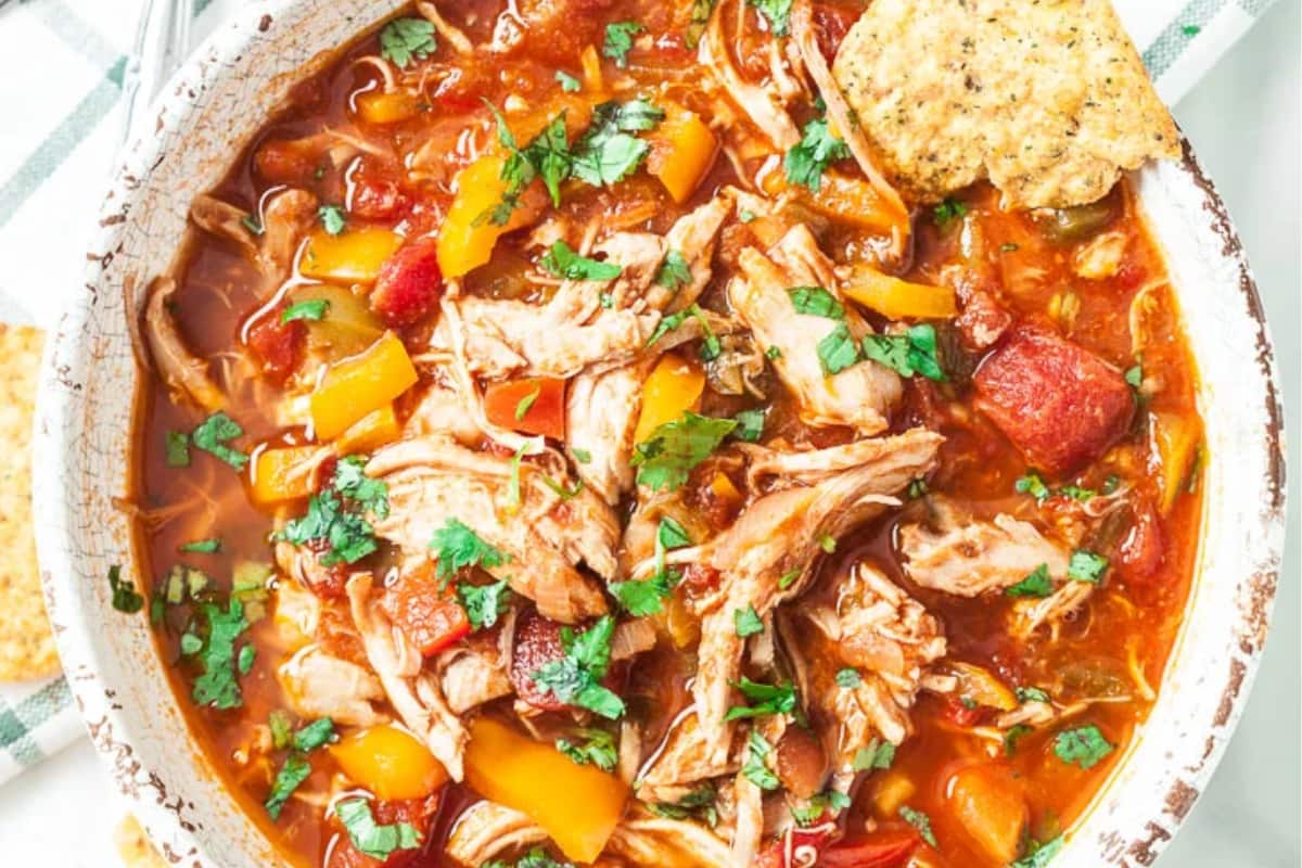 A bowl of Healthy Chicken Chili.
