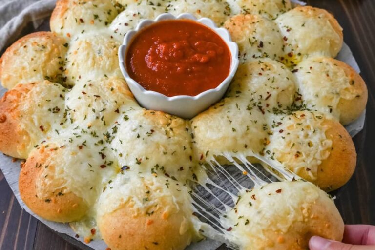 A plate of Cheesy Garlic Monkey Bread.