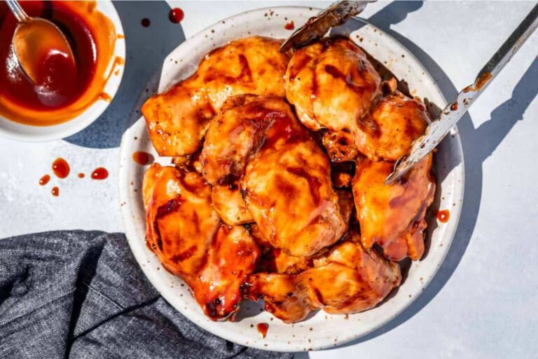 A plate of Smoked Chicken Thighs.