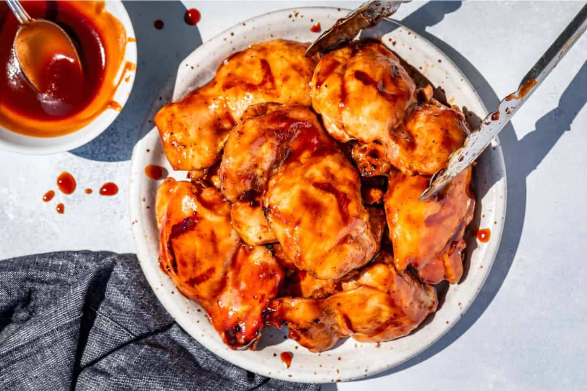 A plate of Smoked Chicken Thighs.