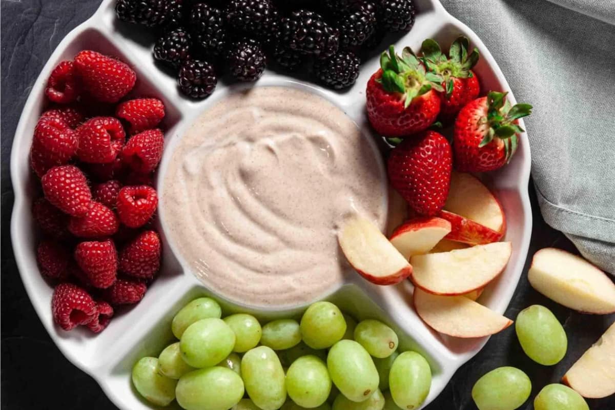 A dish of Yogurt Fruit Dip.