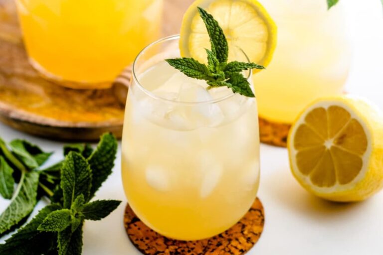 A glass of iced green tea.
