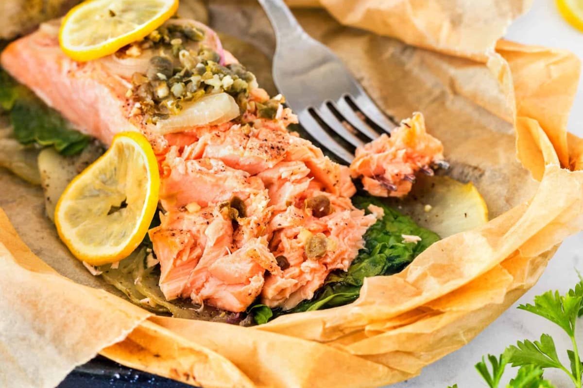 A plate of Salmon en Papillote.