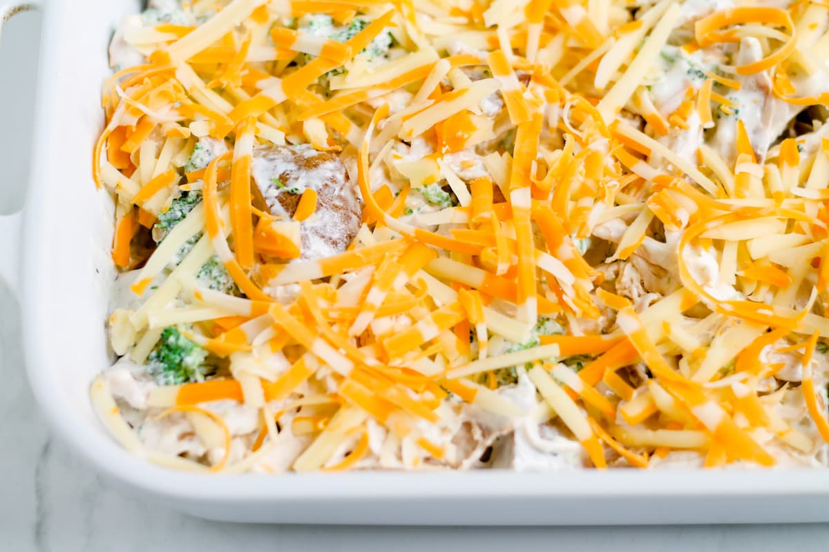 Ingredients in a casserole dish.